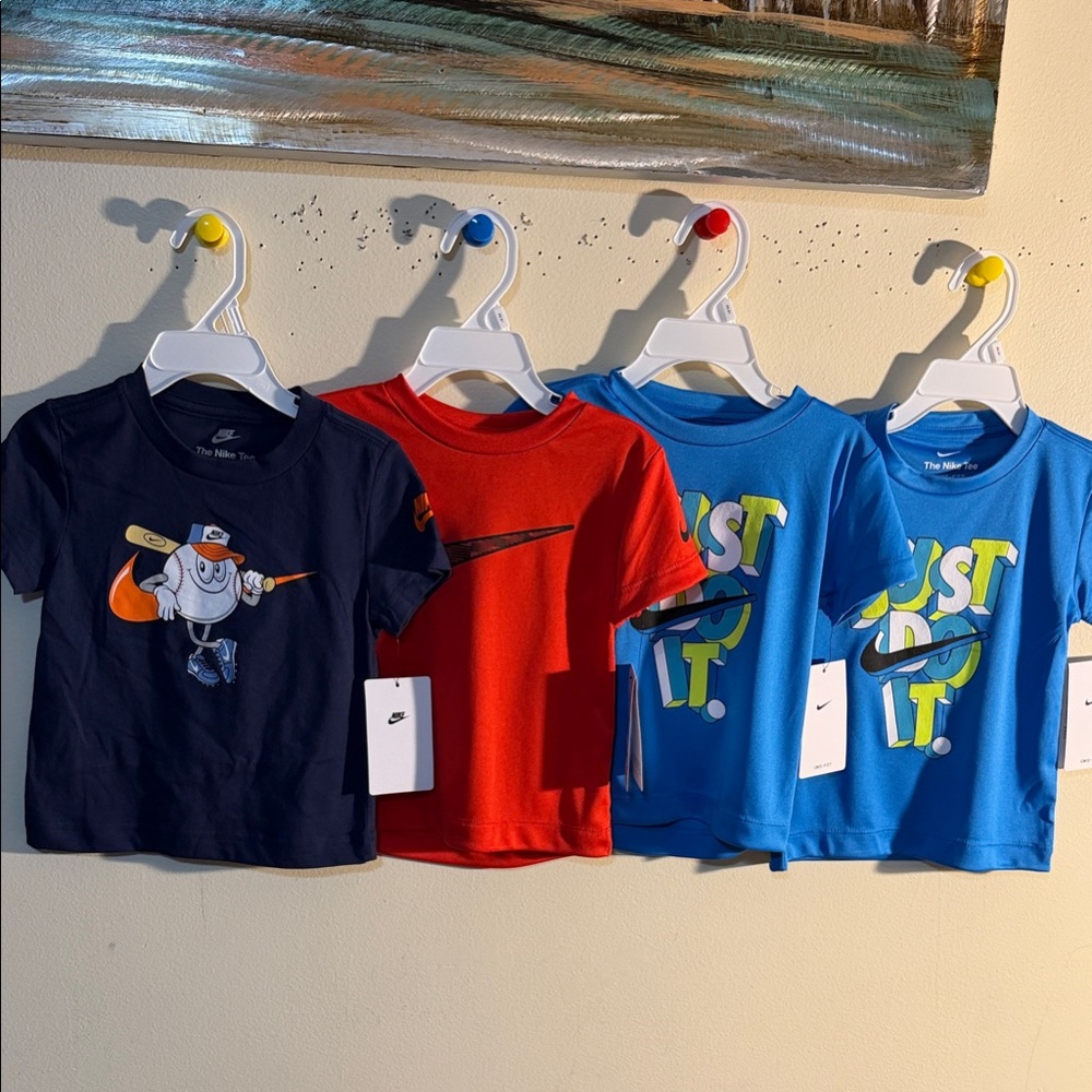 Nike Kids Short Sleeve Tees - Navy, Red, Blue. 4 Nike T-shirts new w tag size 2T